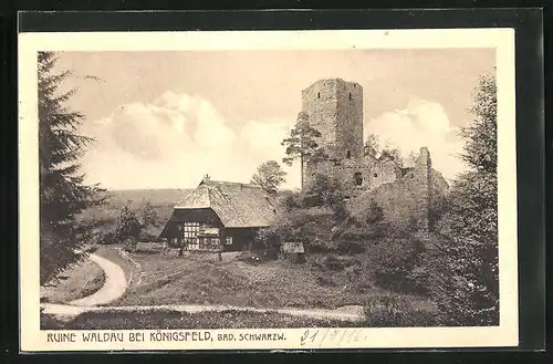 AK Königsfeld, Teilansicht der Ruine Waldau