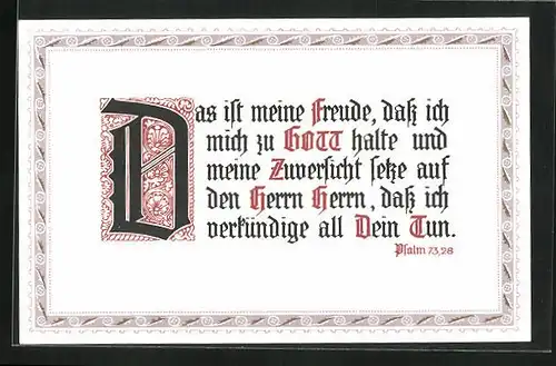 AK Sinnspruch, Das ist meine Freude dass isch mich zu Gott halte..., Psalm 73, 28