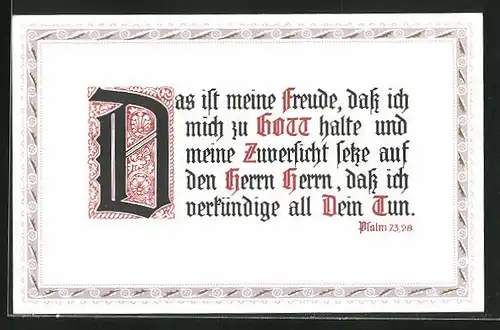 AK Sinnspruch, Das ist meine Freude dass isch mich zu Gott halte..., Psalm 73, 28