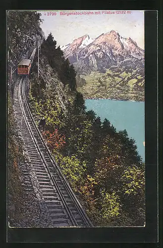 AK Bürgenstockbahn mit Pilatus