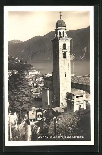 AK Lugano, La Cattedrale San Lorenzo, Bergbahn
