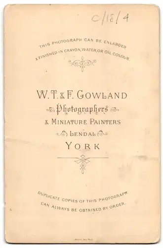 Fotografie W. T. & F. Gowland, York, Lendal, Portrait junge Dame mit Flechtfrisur und Amulett