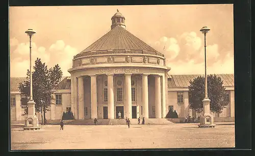 AK Dresden, Internationale Hygiene Ausstellung 1911, Festplatz mit populärer Halle: Der Mensch