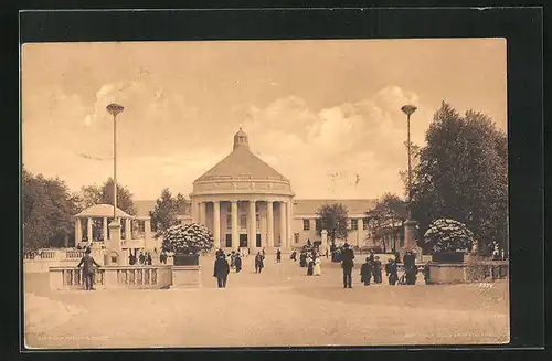AK Dresden, Internationale Hygiene Ausstellung 1911, Festplatz mit Halle Der Mensch