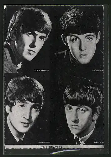 AK Musiker der Band The Beatles im Einzelbild, George Harrison, Paul McCartney, John Lennon, Ringo Starr