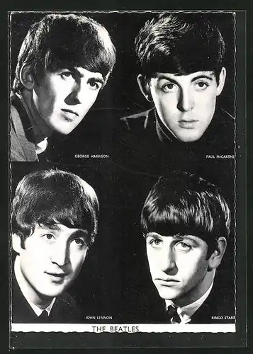 AK Musiker der Band The Beatles im Einzelbild, George Harrison, Paul McCartney, John Lennon, Ringo Starr