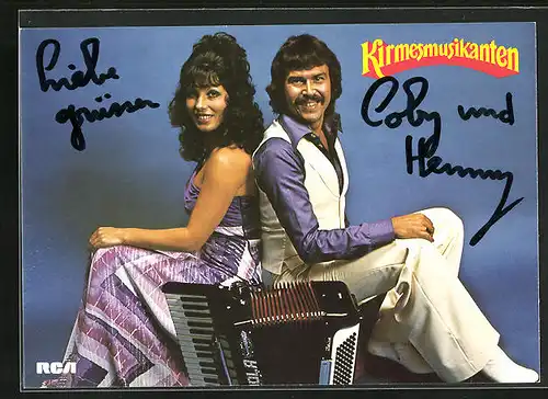 AK Musiker des Duos Kirmesmusikanten, Autograph