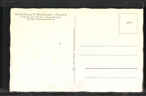 AK Schwalenberg i. S., Gasthof Künsterklause H. Niederbracht, An einen Kritiker