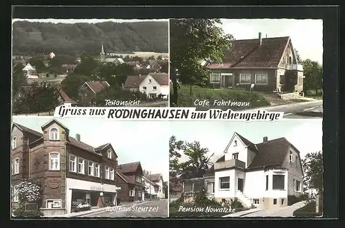 AK Rödinghausen am Wiehengebirge, Cafe Fahrtmann, Kaufhaus Stenzel