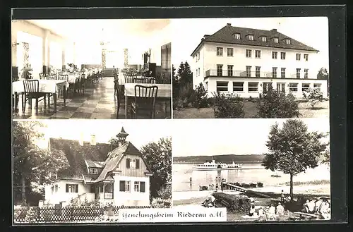 AK Riederau a. A., Genesungsheim, See mit Dampfer
