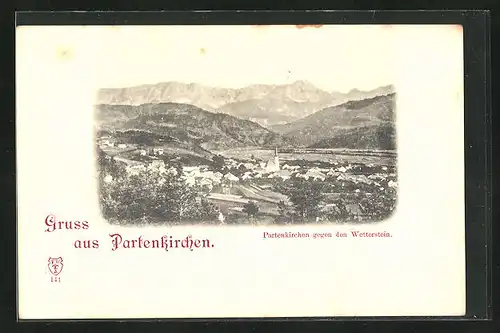 AK Partenkirchen, Ortsansicht mit Gebirge