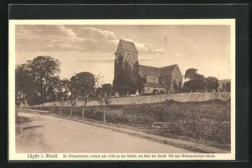 AK Lügde i. Westf., Blick auf St, Kiliankirche