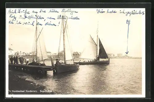 AK Norderney /Nordsee, Segelboote an der Buhne