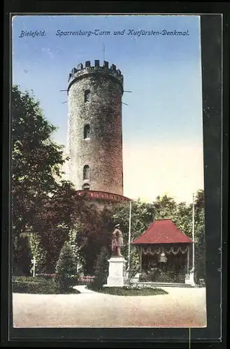 AK Bielefeld, Sparrenburg-Turm und Kurfürsten-Denkmal