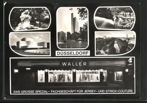 AK Düsseldorf, Modehaus Waller, Bismarckstrasse 54