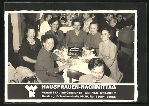 AK Duisburg, Hausfrauen-Nachmittag, Veranstaltungsdienst Werner Knauber, Schreiberstrasse 16-20