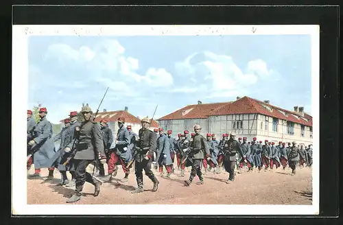 AK Grafenwöhr, Einmarsch der Franzosen in Uniform, Kriegsgefangene