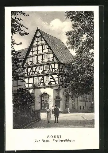 AK Soest, Gasthaus Zur Rose, Freiligrathhaus