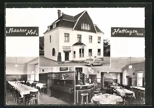 AK Hattingen /Ruhr, Gasthaus Baaker Hof, Rauendahlstrasse 8, Innenansichten