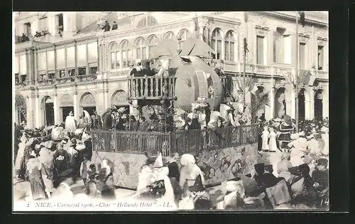 AK Nice, Carnaval Fasching 1906, Wagen Hollande Hotel