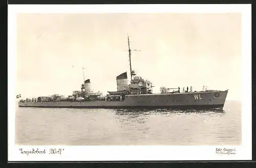 AK Torpedoboot Wolf, auf hoher See, Kriegsmarine