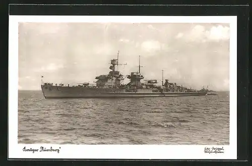 AK Kreuzer Nürnberg auf hoher See, Kriegsmarine