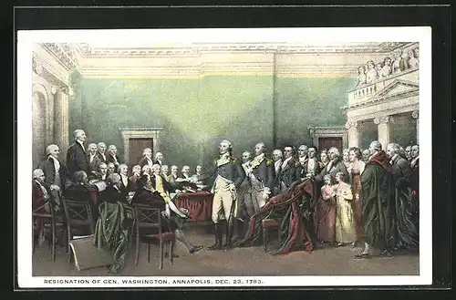 AK Annapolis, Resignation of Gen. Washington 1783, Präsident der USA