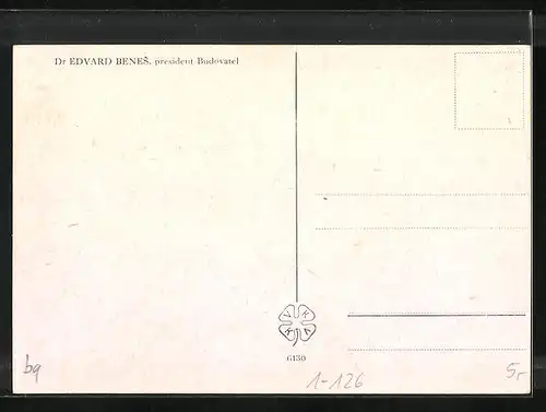 AK Edvard Benes grüsst aus Auto