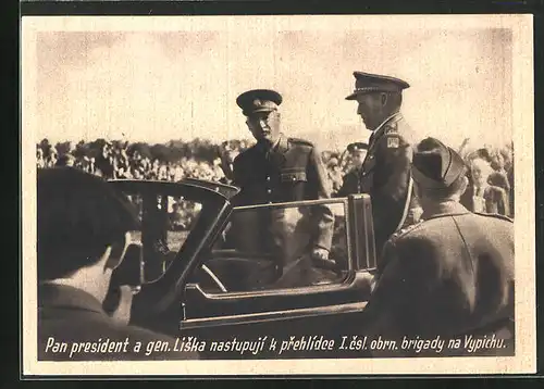 AK Edvard Benes im Auto mit Uniform