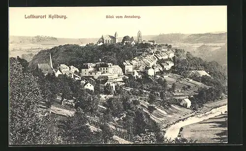 AK Kyllburg, Totalansicht vom Annaberg mit Flusspartie