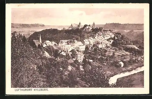 AK Kyllburg, Gesamtansicht mit Kirche und Flusspartie