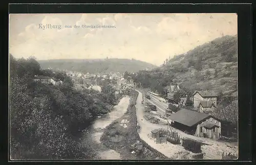 AK Kyllburg, Gesamtansicht mit Flusspartie und Bahnhof