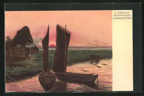 Künstler-AK Sophie Wencke: Worpswede, Sonnenaufgang