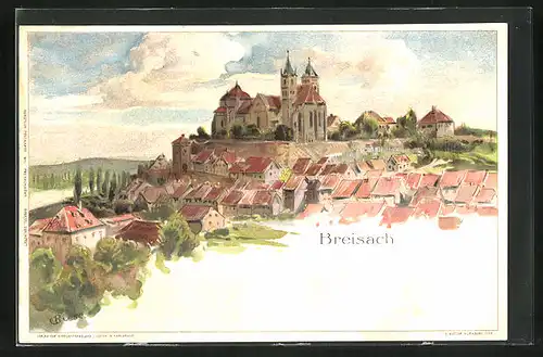 Künstler-AK Carl Biese: Breisach, Totalansicht