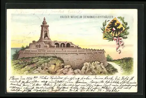 Lithographie Kyffhäuser, Kaiser Wilhelm-Denkmal