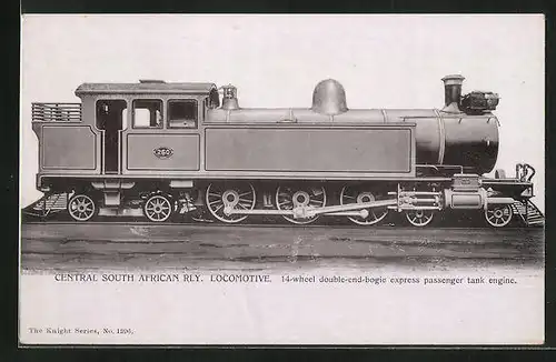 AK Central South African Rly. Locomotive, 14-wheel double-end-bogie express passanger tank engine, Eisenbahn