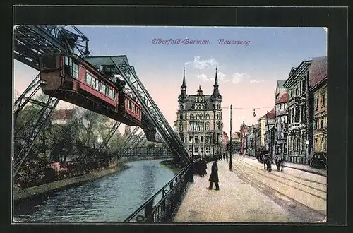 AK Elberfeld-Barmen, Schwebebahn, Neuerweg