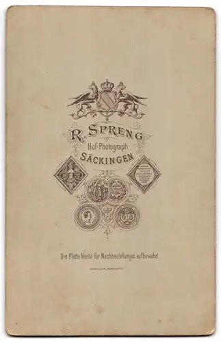 Fotografie R. Spreng, Säckingen, Portrait kleines Mädchen im weissen Kleid