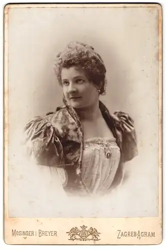 Fotografie Mosinger i. Breyer, Zagreb-Agram, Ilica 8, Portrait junge Dame im hübschen Kleid