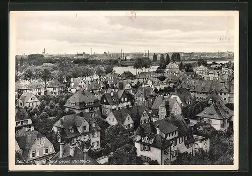 AK Kehl am Rhein, Blick gegen Strassburg aus der Vogelschau