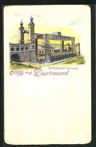 Lithographie Dortmund, Schiffshebewerk Oberwiese