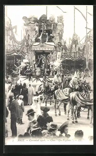 AK Nice, Carnaval 1906, Char Un Veglione, Umzugswagen zu Fasching