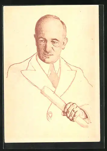 Künstler-AK Edvard Benes mit Schriftrolle