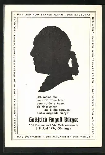 AK Silhouette von Gottfried August Bürger