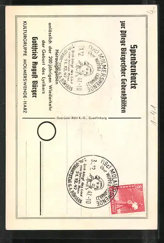 AK Silhouette von Gottfried August Bürger