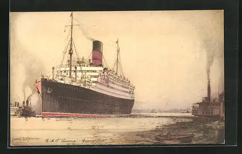 Künstler-AK Passagierschiff RMS Laconia läuft in Hafen ein, Cunard Line