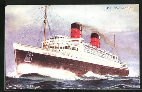Künstler-AK Passagierschiff RMS Mauretania