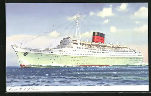 Künstler-AK Passagierschiff Cunard RMS Caronia bei gutem Wetter