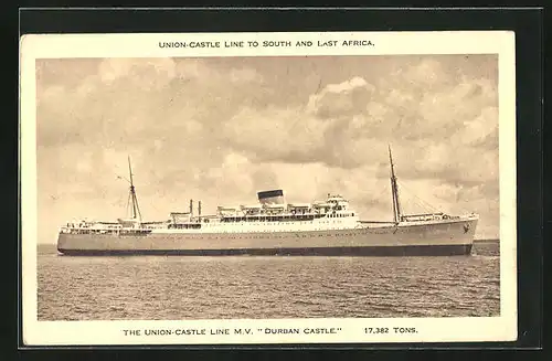 AK The Union-Castle Line MV Durban Castle, Passagierschiff