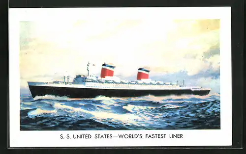 AK Passagierschiff SS United States bei starkem Wellengang